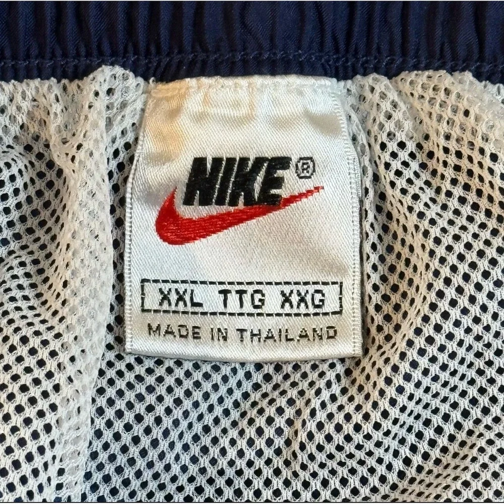 Vintage 90's Nike Blue Big Swoosh Casual Vacation Swim Shorts Trunk 5.5
